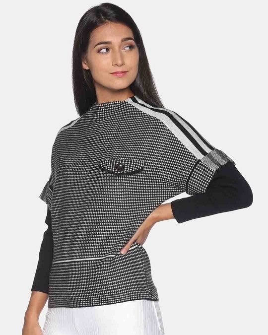 Shop Women's Self Design Stylish Black Casual Sweaters-Back