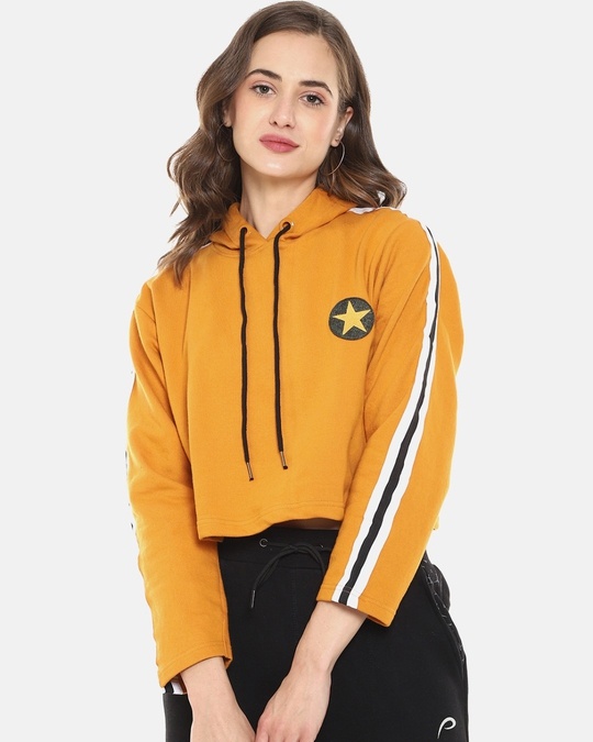 Shop Women's Yellow Side Striped Stylish Casual Sweatshirt-Front