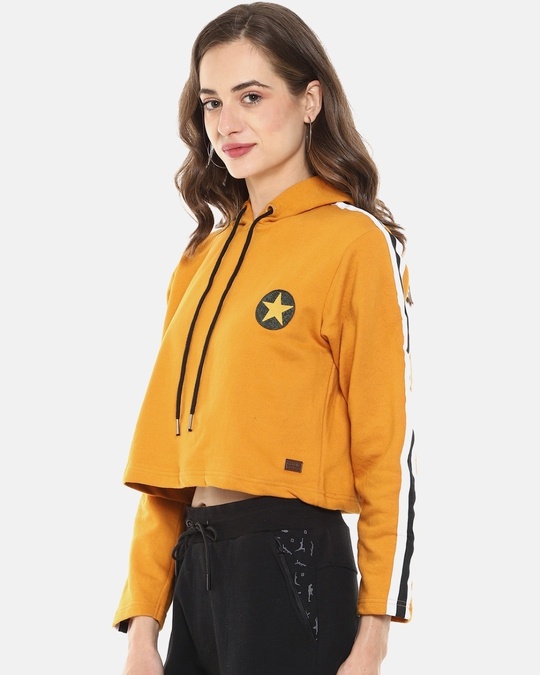 Shop Women's Yellow Side Striped Stylish Casual Sweatshirt-Full