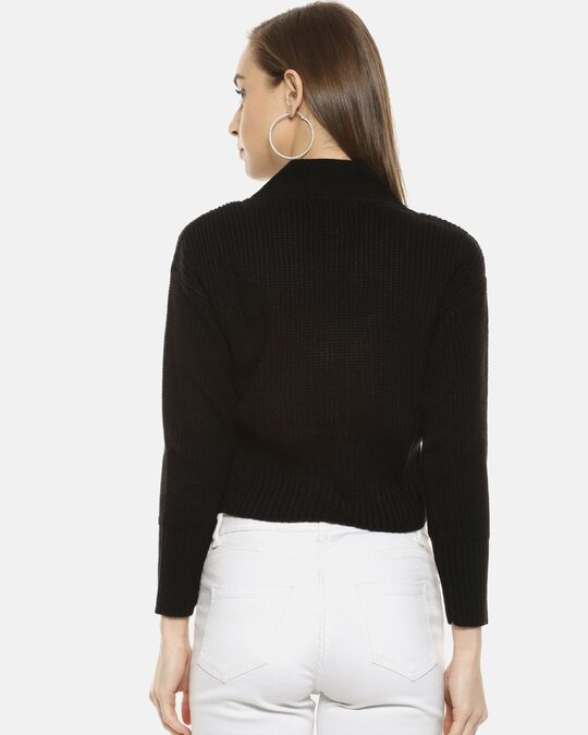 Shop Women's Black Casual Crop Sweater-Design