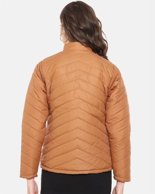 Shop Women's Brown Stylish Casual Bomber Jacket-Back
