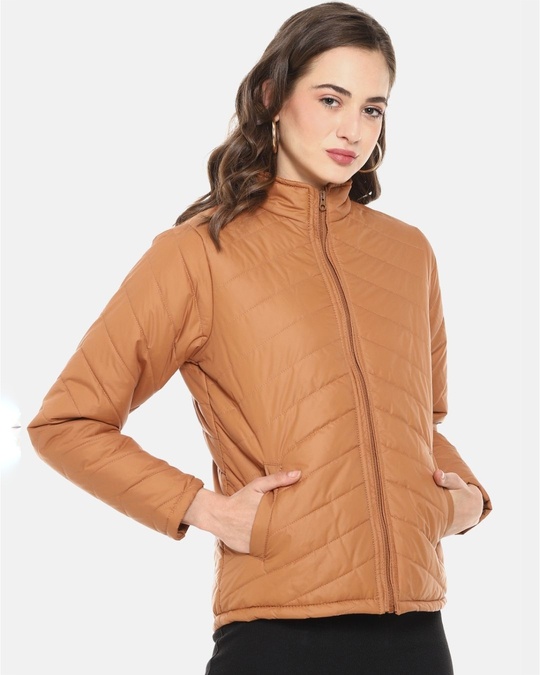 Shop Women's Brown Stylish Casual Bomber Jacket-Design