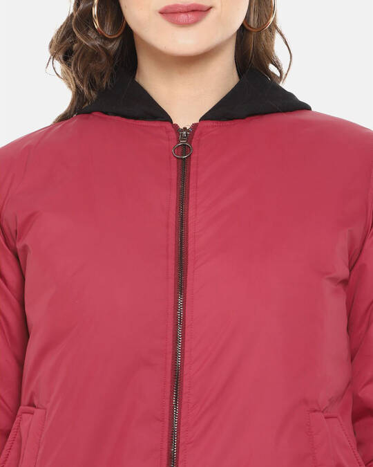 Shop Women's Red Stylish Casual Bomber Jacket