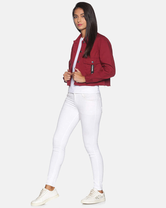 Shop Women's Solid Stylish Casual Denim Jacket