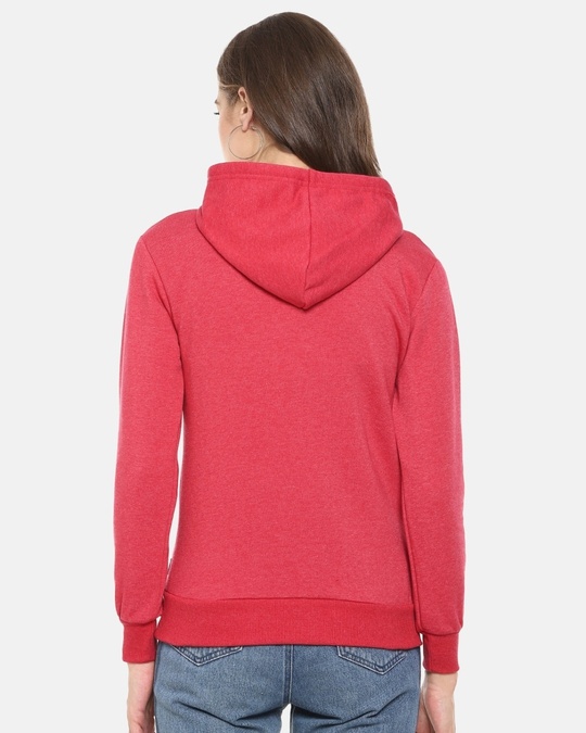 Shop Women's Maroon Solid Stylish Casual Hooded Sweatshirt-Back