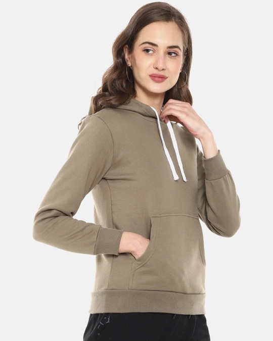 Shop Women's Green Solid Stylish Casual Hooded Sweatshirt-Design