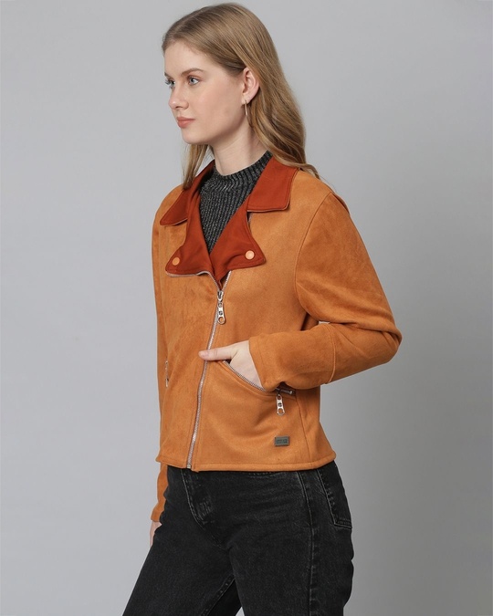Shop Women's Brown Solid Stylish Casual Jacket-Full
