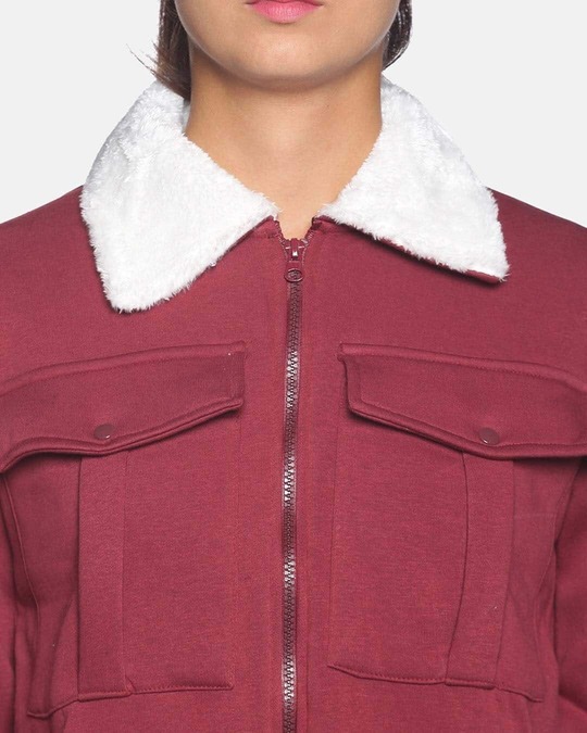 Shop Women's Solid Maroon Stylish Casual Jacket