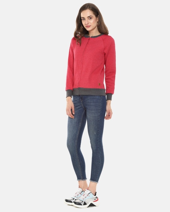 Shop Women's Maroon Solid Stylish Casual Sweatshirt