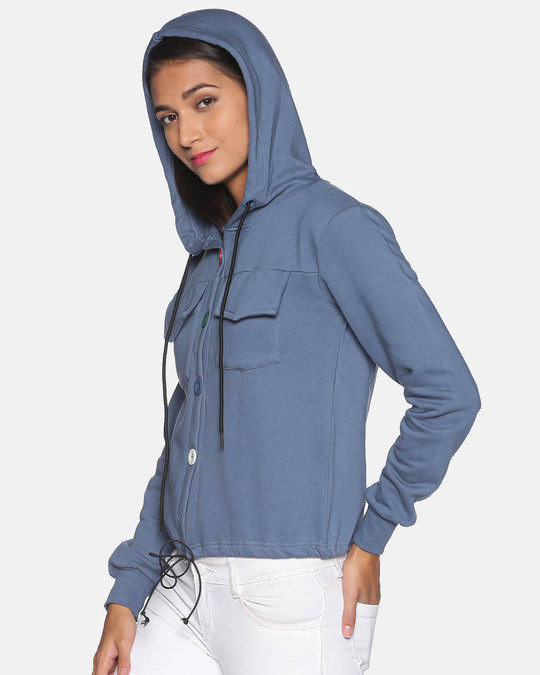 Shop Women's Solid Blue Stylish Casual Sweatshirt-Back