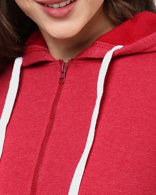 Shop Women's Maron Solid Stylish Casual Zipper Hooded Sweatshirt-Full
