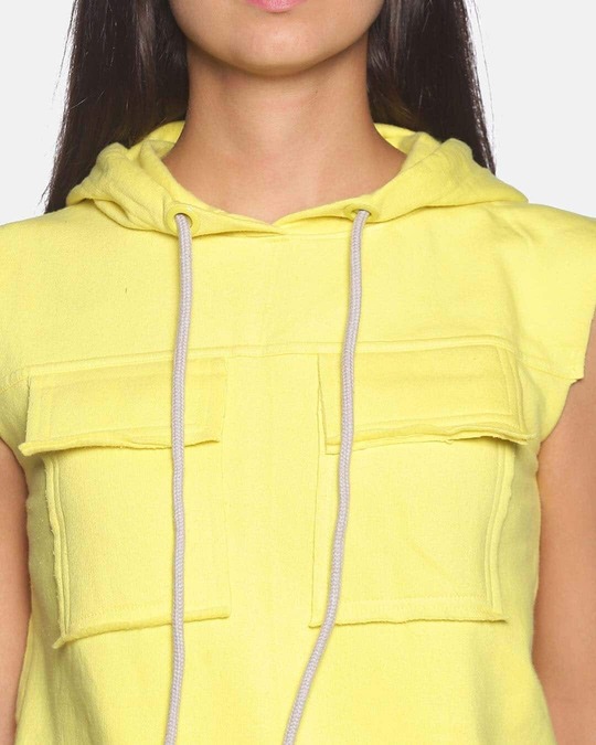 Shop Women's Solid Yellow Stylish Sleeveless Casual Sweatshirt
