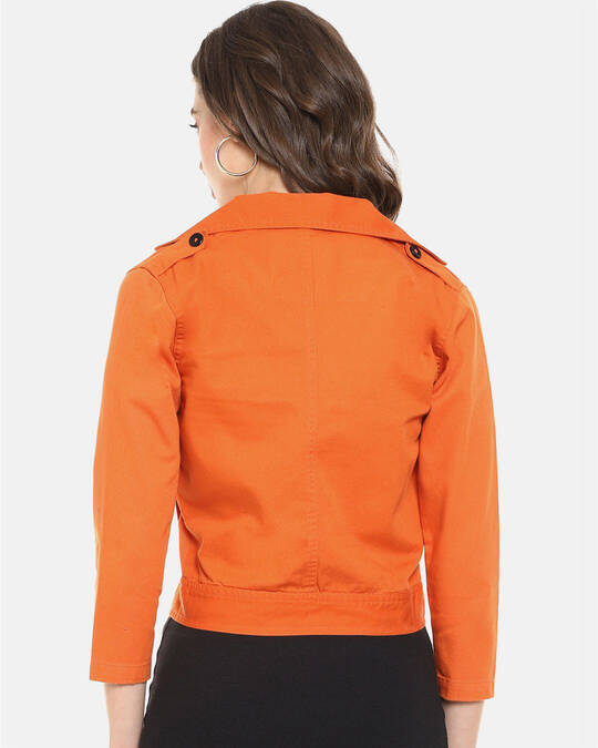 Shop Women's Orange Windcheater Denim Jacket-Design