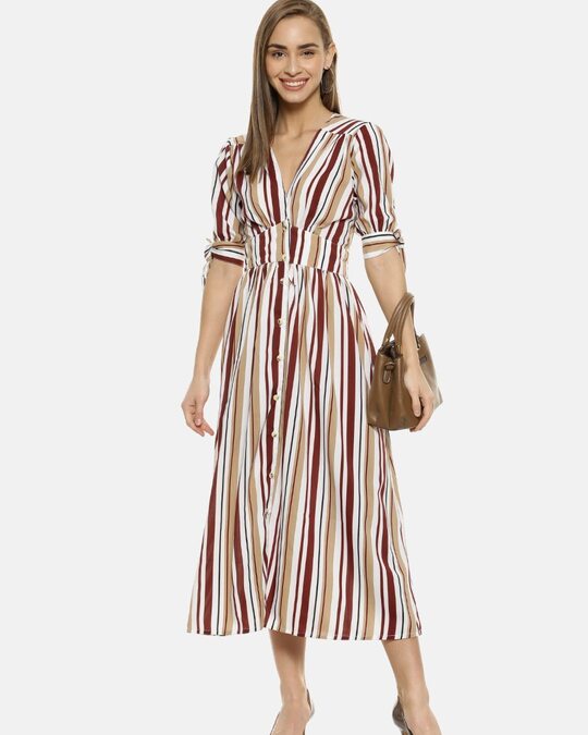 Shop Women's Striped Stylish Casual Dress-Front