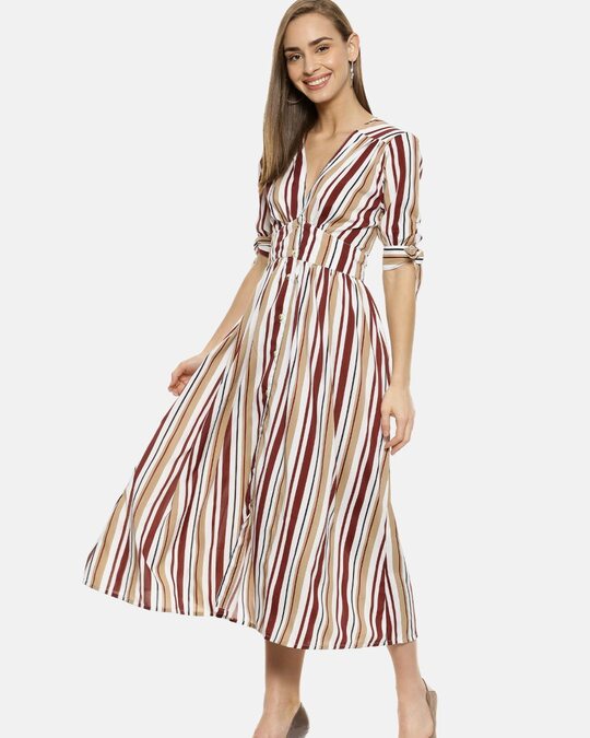 Shop Women's Striped Stylish Casual Dress-Back