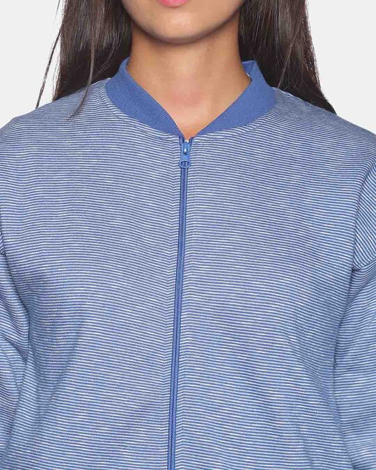 Shop Women's Striped Blue Stylish Casual Sweatshirt