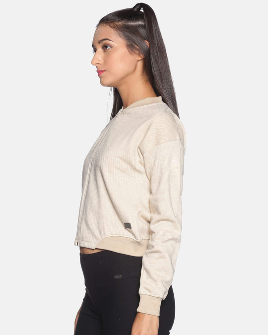 Shop Women's Striped White Stylish Casual Sweatshirt-Back