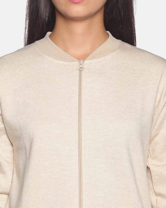 Shop Women's Striped White Stylish Casual Sweatshirt-Full