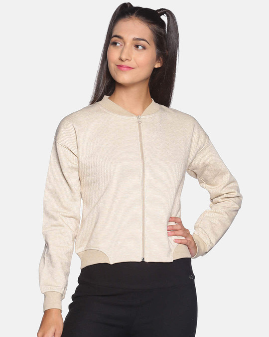 Shop Women's Striped White Stylish Casual Sweatshirt