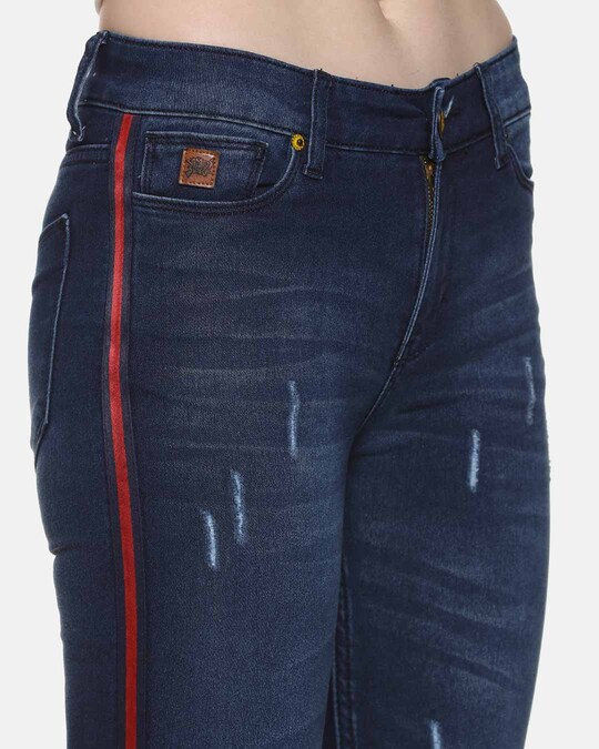 Shop Women's Stylish Side Striped Denim Jeans