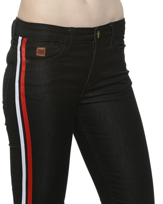 Shop Women's Stylish Side Striped Denim Jeans-Full