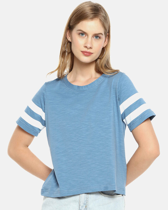 Shop Women Stylish Solid Half Sleeve Casual Top-Front