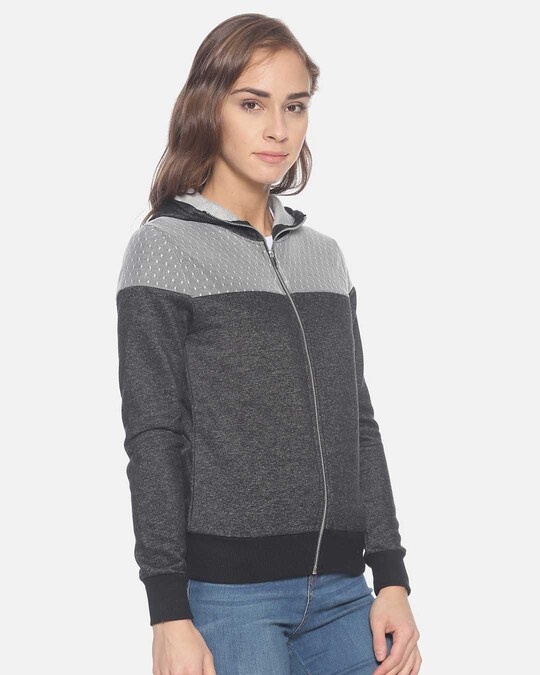 Shop Women Stylish Zipper Hooded Sweatshirt-Back