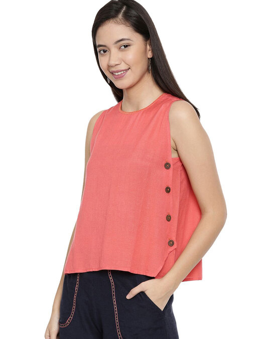 Shop Women's Red Abstract Sleeveless Top-Design