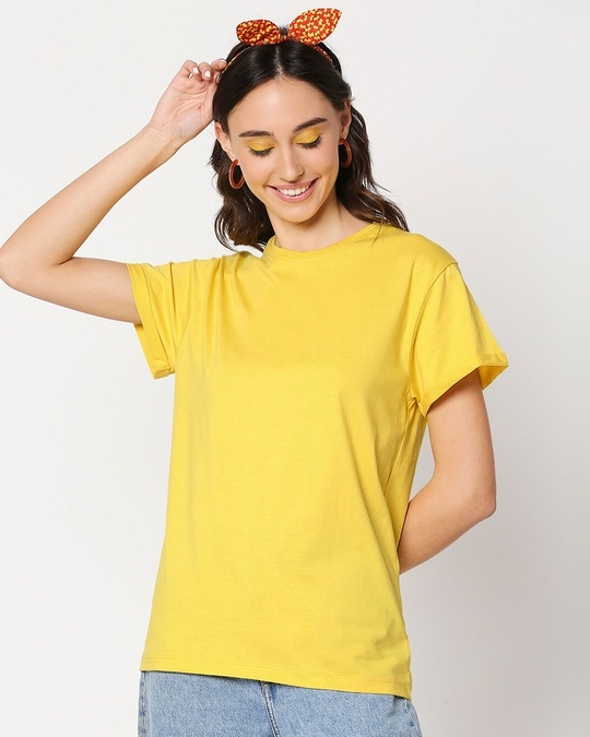 Shop Women's Ceylon Yellow Boyfriend T-shirt-Back