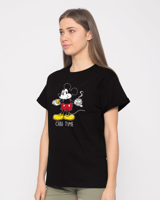 Buy Chai Time Mickey Boyfriend T-Shirt (DL) for Women Online at Bewakoof