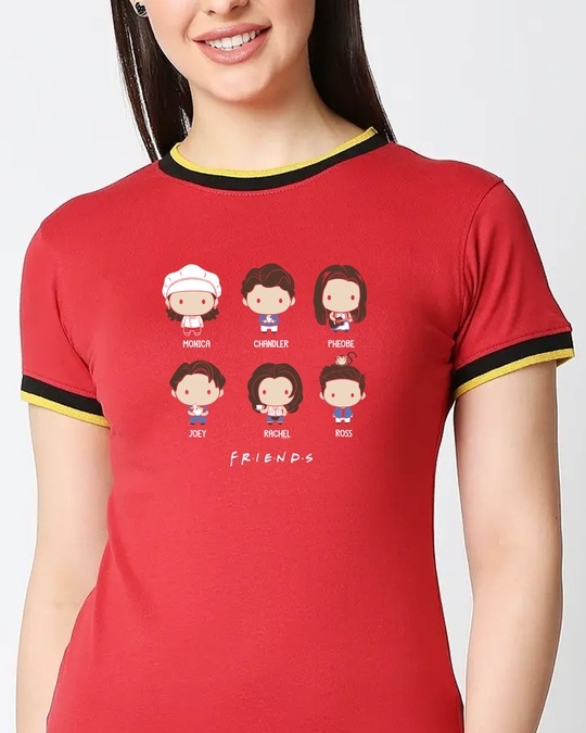 Shop Chibi Friends Women's Half Sleeves Printed Rib T-Shirt (FRL)-Back