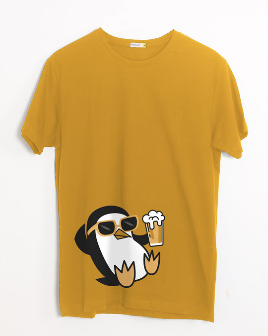 Buy Chillax Penguin Yellow Printed Half Sleeve T-Shirt For Men Online ...