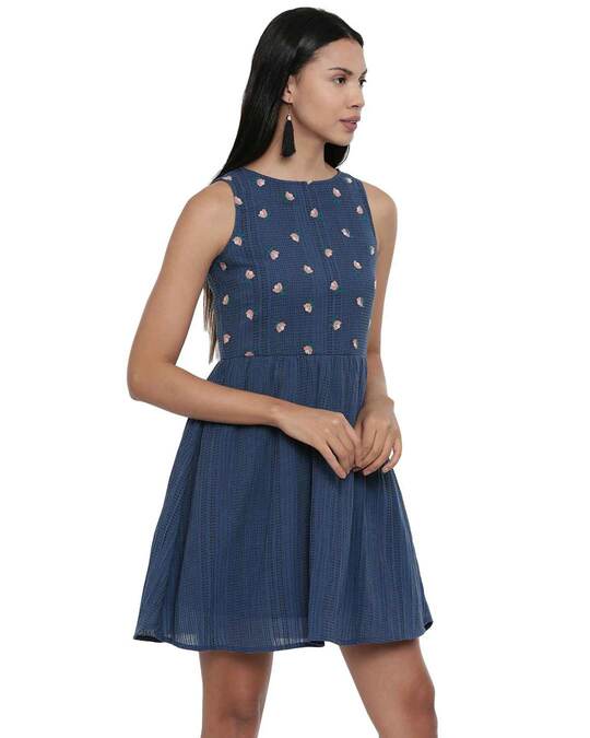 Shop Women's Blue Afternoon Breeze Sleeveless Dress-Back
