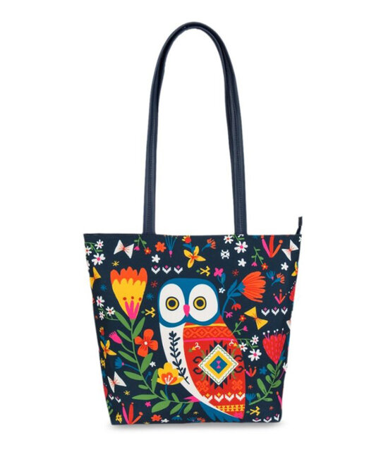 Shop Women's Multicolor Killim Owl Tote Bag-Front