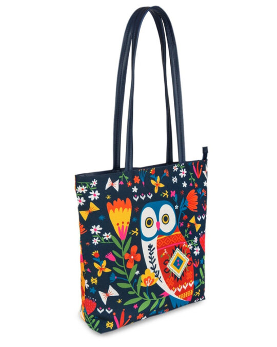 Shop Women's Multicolor Killim Owl Tote Bag-Back