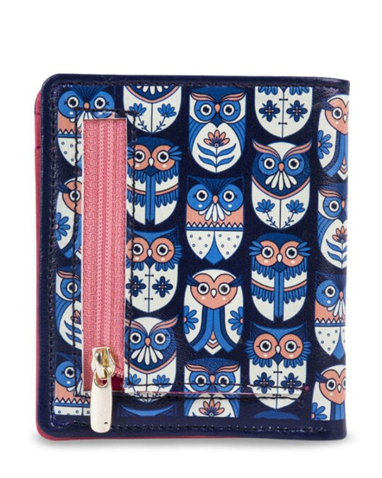 Shop Women's Blue Mini Flower Owl Square Wallet-Design