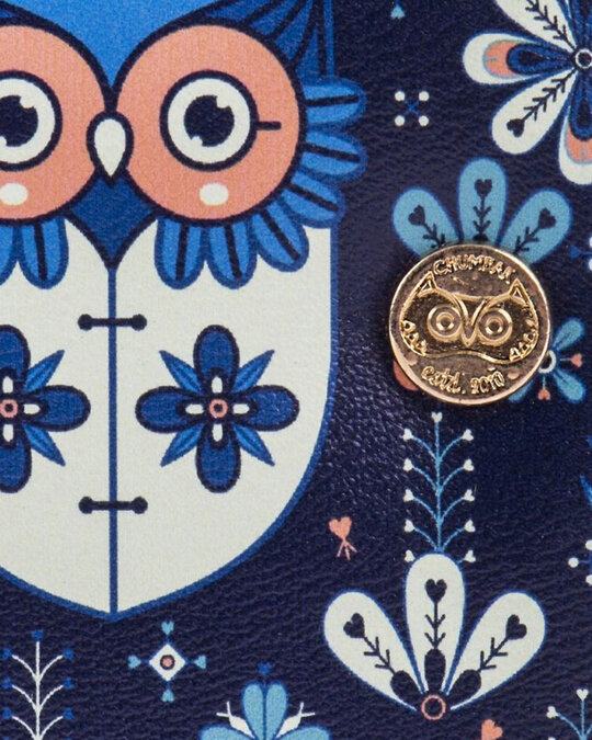 Shop Women's Blue Mini Flower Owl Square Wallet-Full