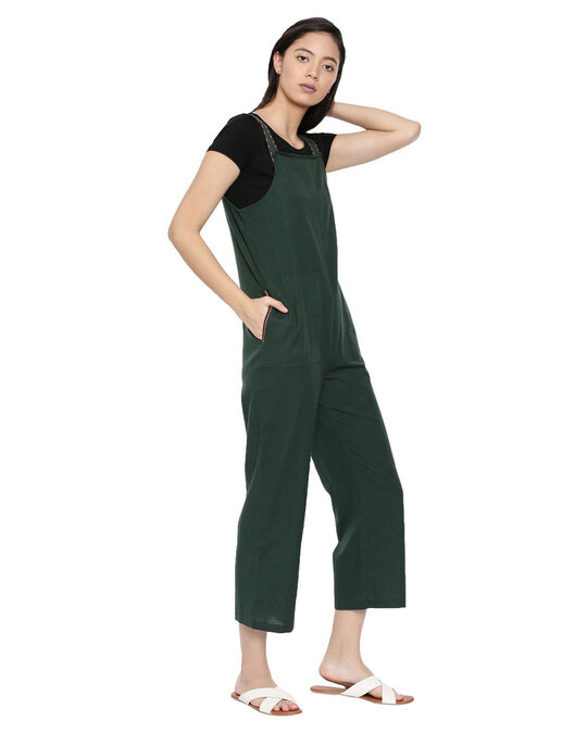 Shop Women's Olive Pinafore Jumpsuit-Design