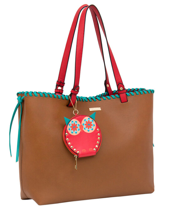 Shop Women's Tan Owl Eyes Tote Bag-Back
