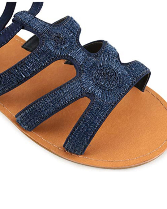 Shop Women's Blue Raffia Multi-strap Sandals-Full