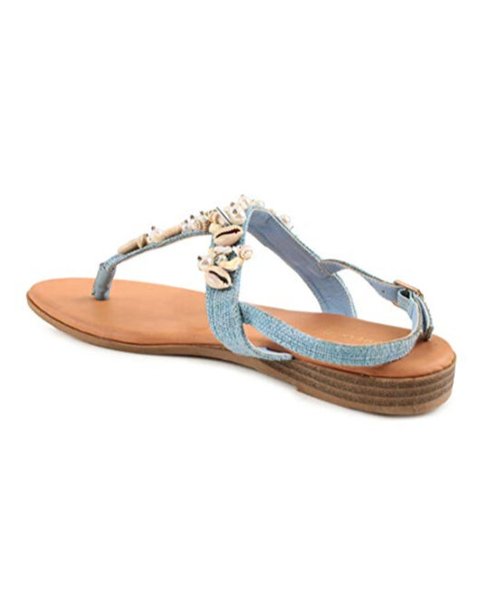Shop Women's Blue Seashells T Strap Sandals-Back