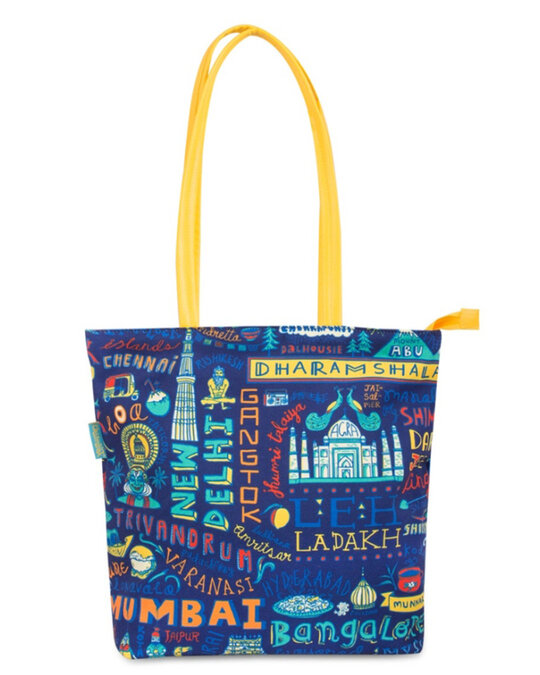 Shop Women's Blue Travel Diaries Tote Bag-Full