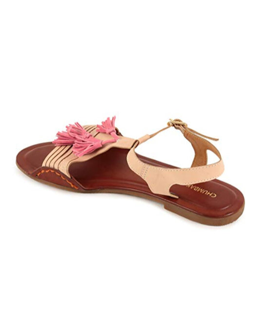 Shop Women's Beige Twirling Tassels Sandals-Back