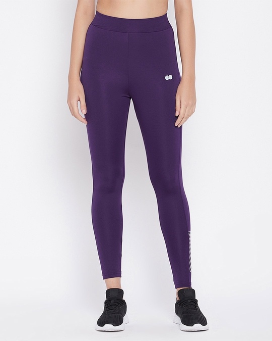Shop Activewear Ankle Length Tights In Purple-Full
