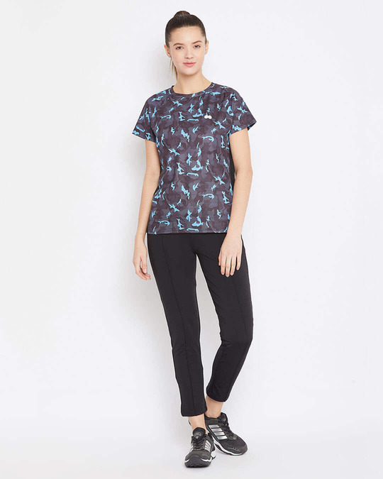 Shop Activewear Camouflage Print Top In Multicolour