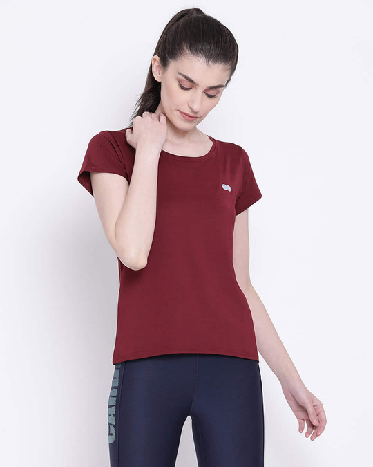 Shop Activewear T Shirt In Maroon-Front