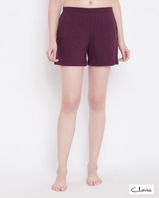 Shop Chic Basic Boxer Shorts In Purple  Cotton Rich-Front