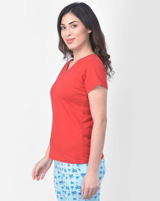 Shop Chic Basic Top In Red 100% Cotton-Design