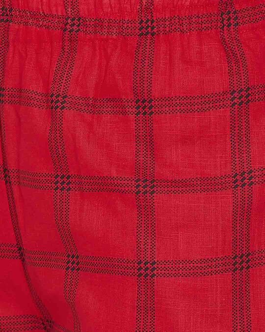 Shop Classy Checks Top & Shorts In Red  100% Cotton