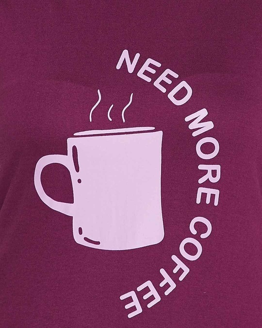 Shop Coffee Mug And Text Print Short Nightdress In Wine Colour  Pure Cotton